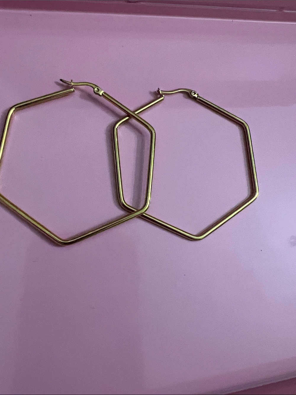 Gold Hexagon Hoop Earrings - Women's Jewelry